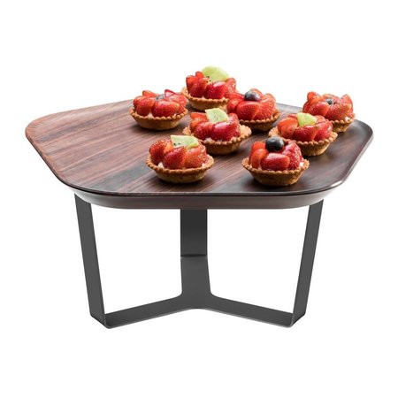 ROSSETO 7 in. Walnut Polygon Forme Melamine Tray & 3 Leg Riser Set2 Piece, 2PK SM286